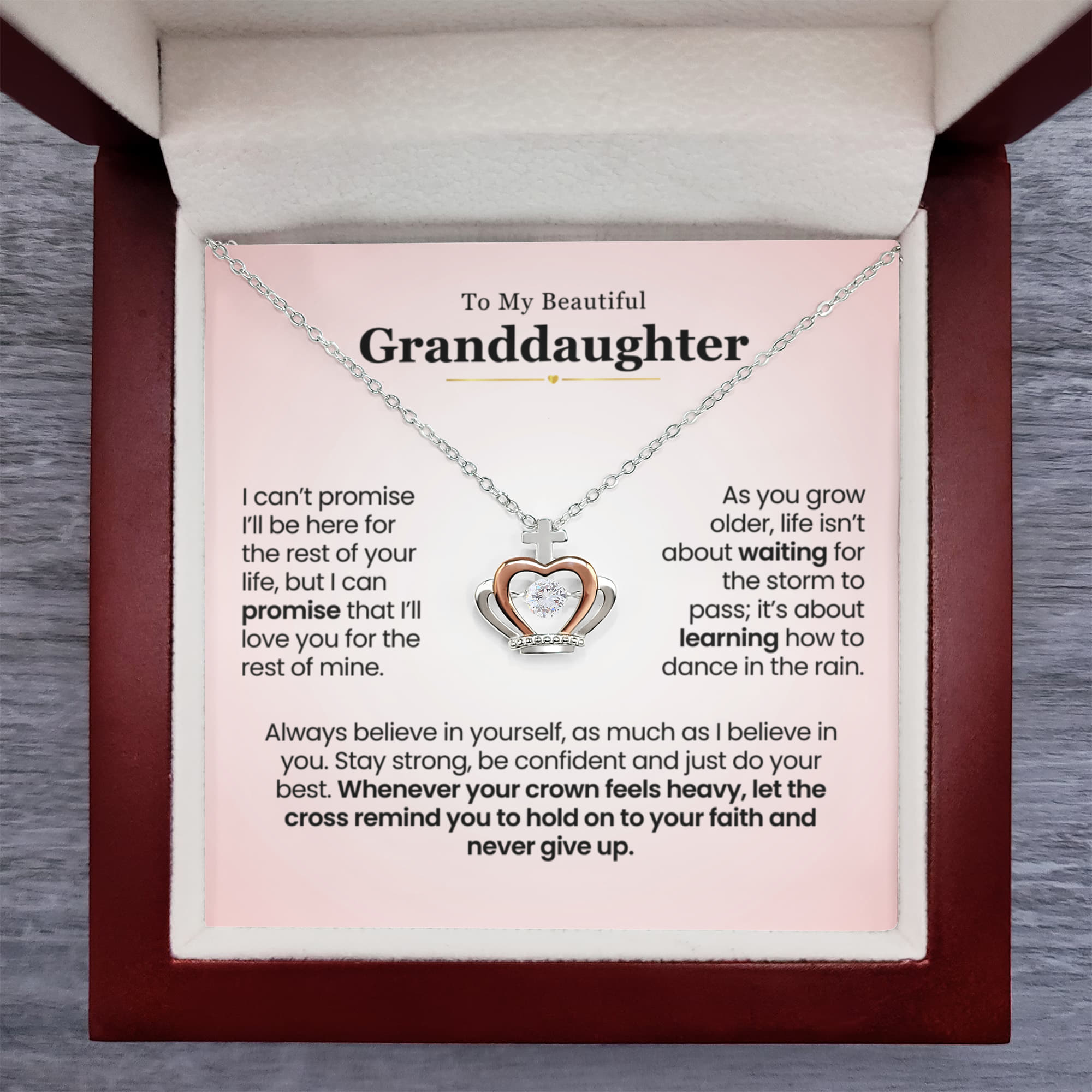 To My Granddaughter, Believe - Crown Pendant Necklace (GD107)