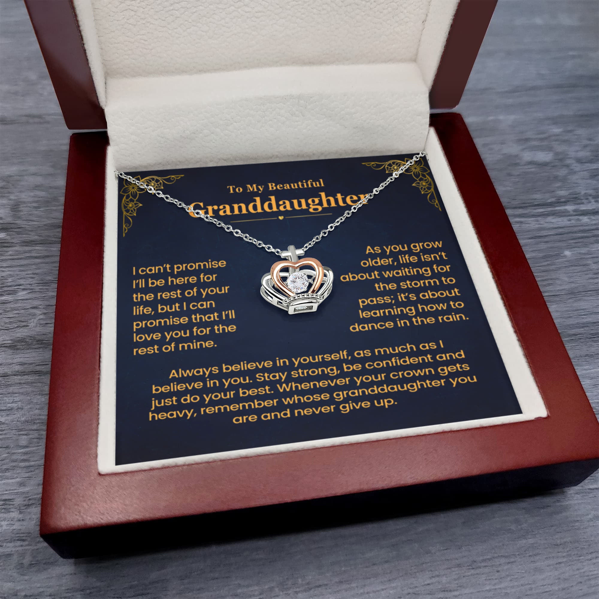 To My Granddaughter, Believe - Crown Pendant Necklace (GD108)