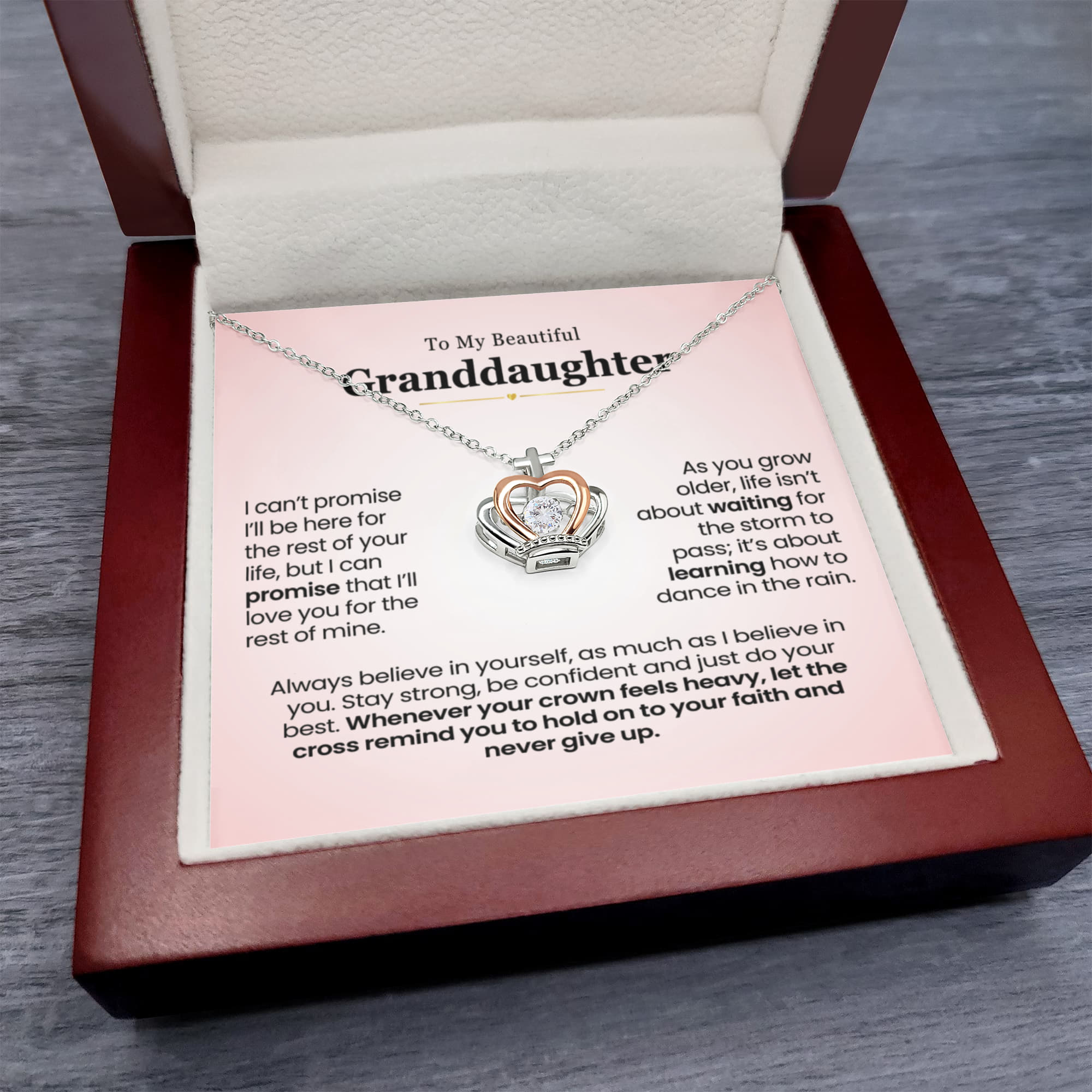 To My Granddaughter, Believe - Crown Pendant Necklace (GD107)