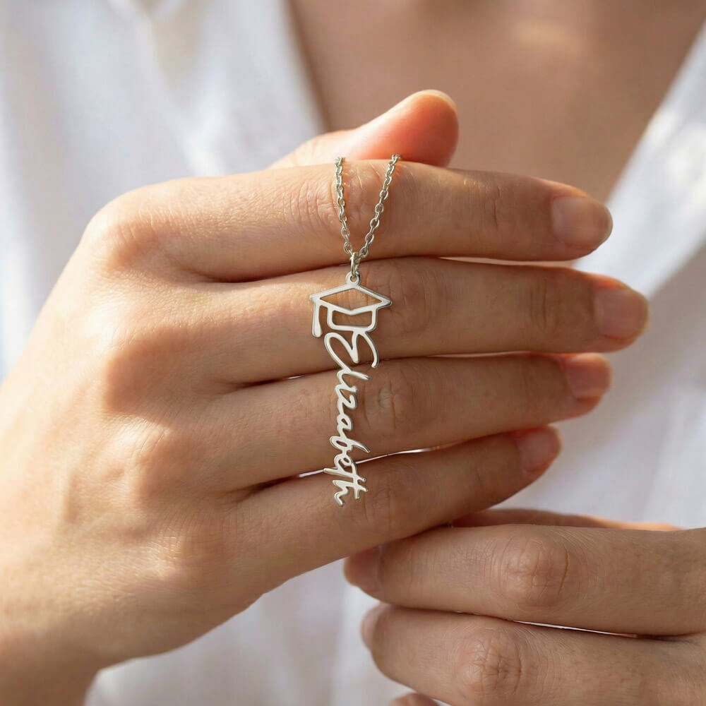 Behind You All Your Memories - Graduation Cap Name Necklace