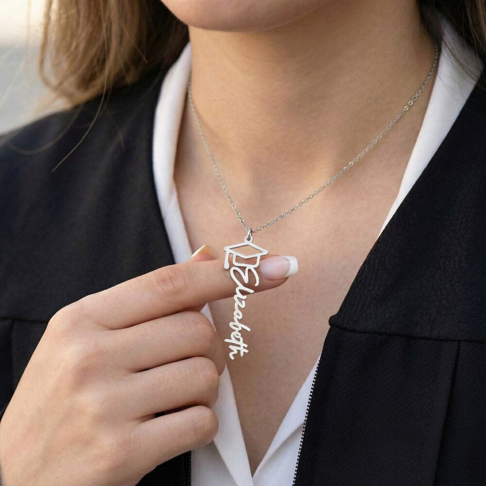 Personalized Graduation Cap Name Necklace