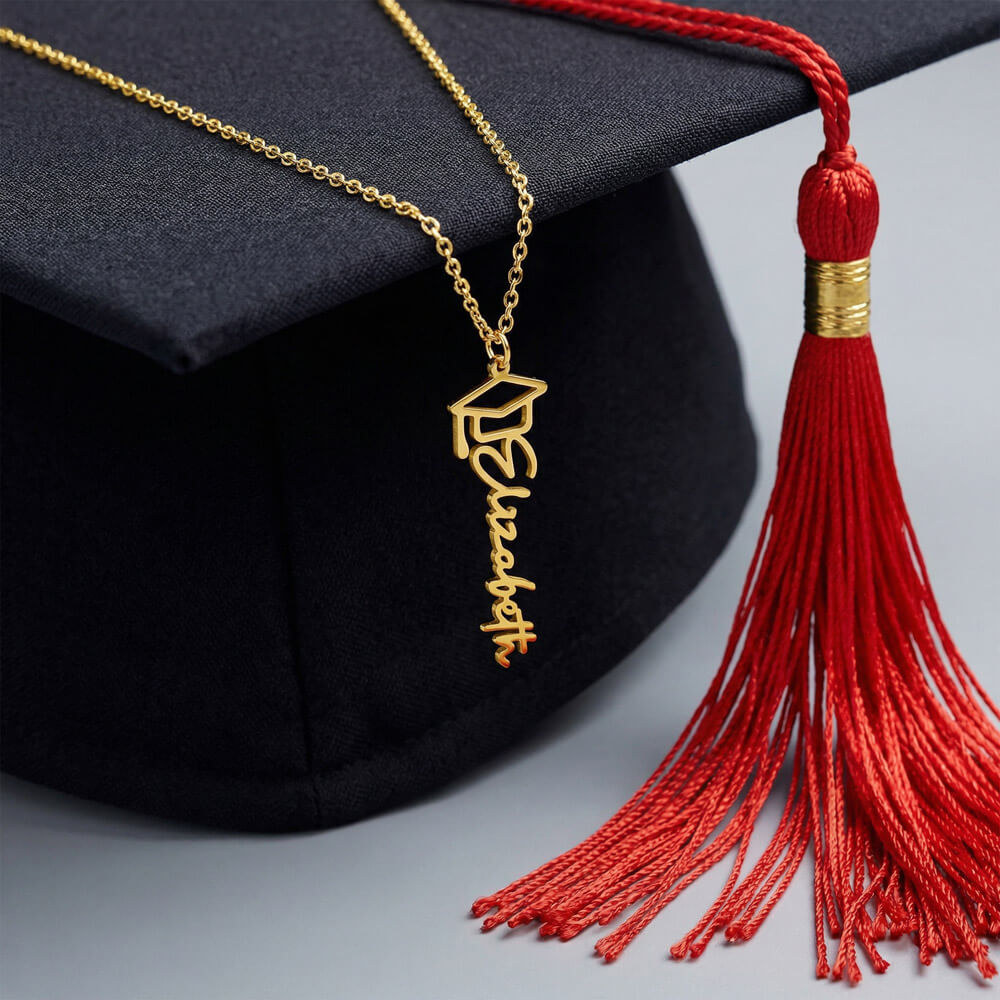 Behind You All Your Memories - Graduation Cap Name Necklace