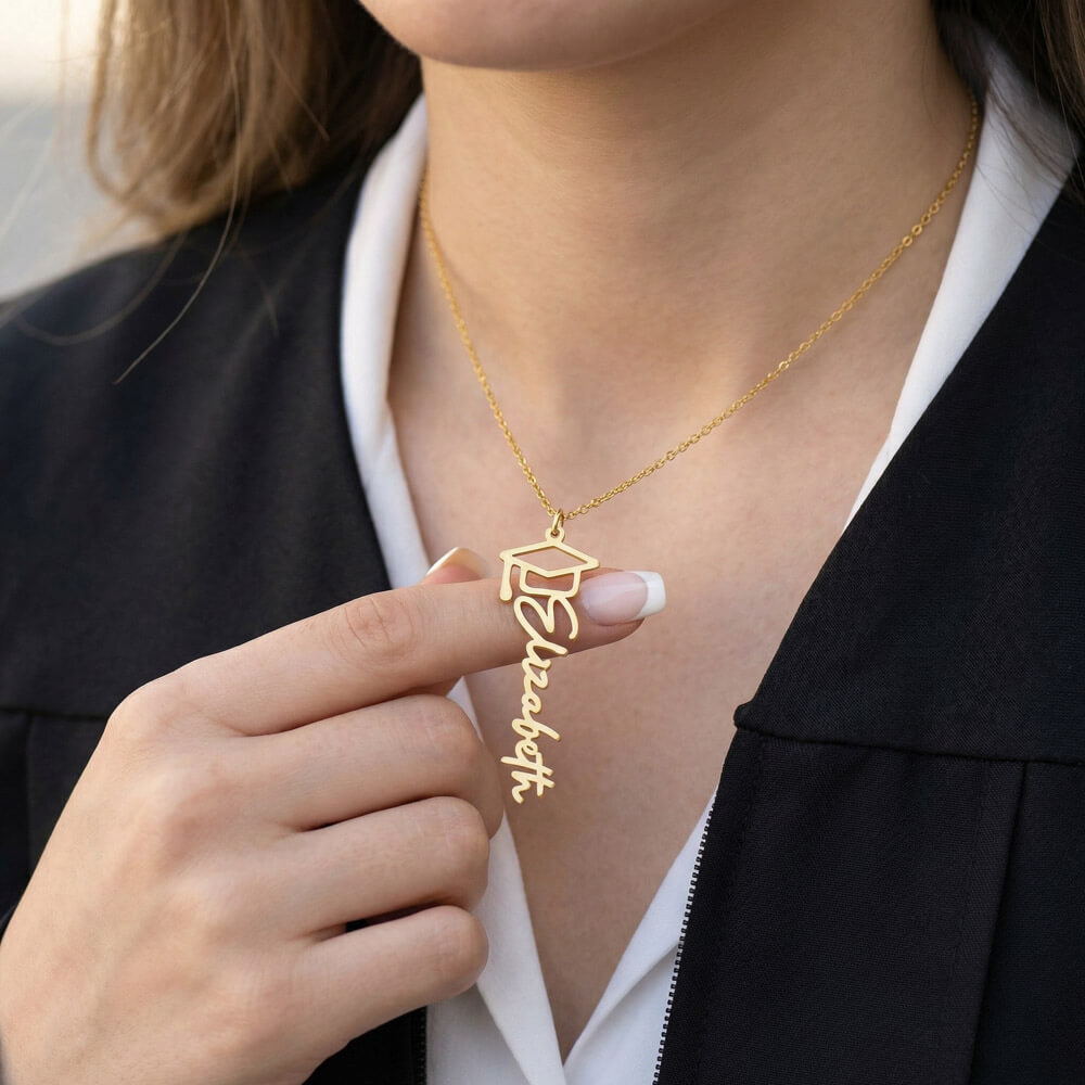 Behind You All Your Memories - Graduation Cap Name Necklace