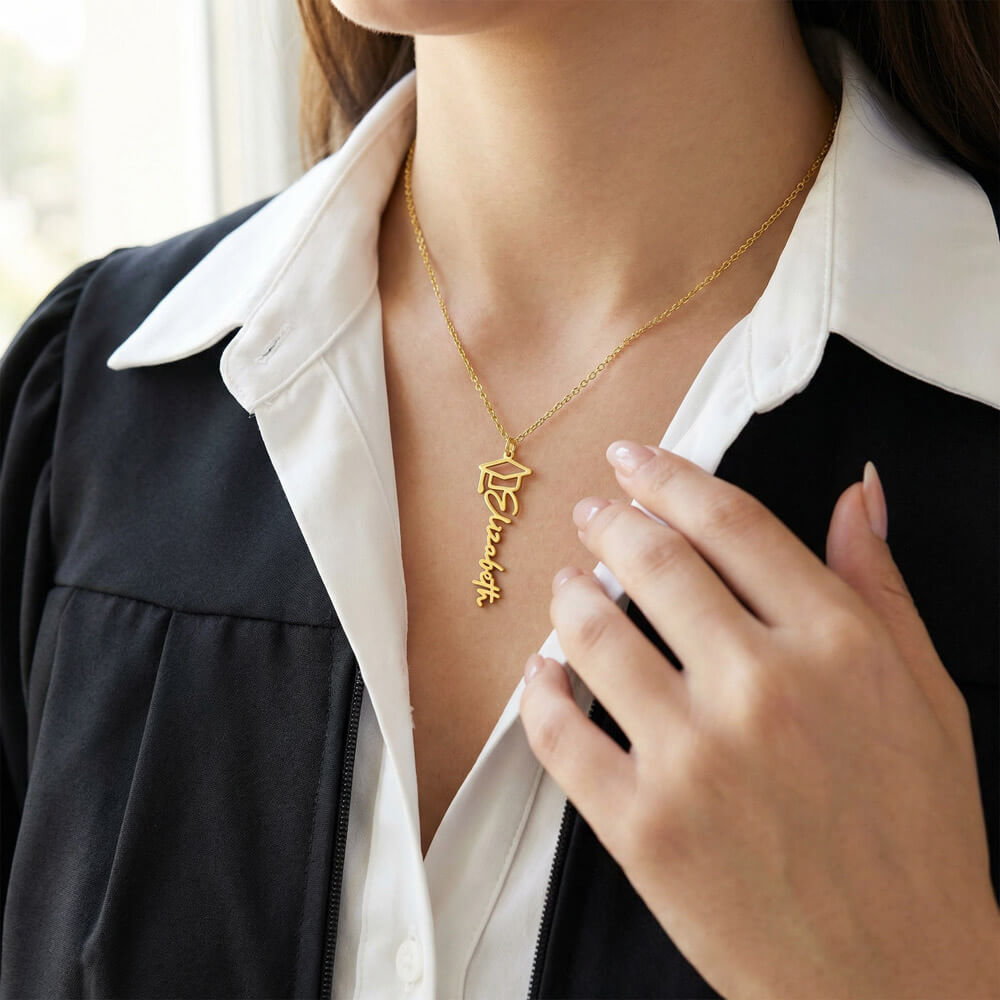 Behind You All Your Memories - Graduation Cap Name Necklace