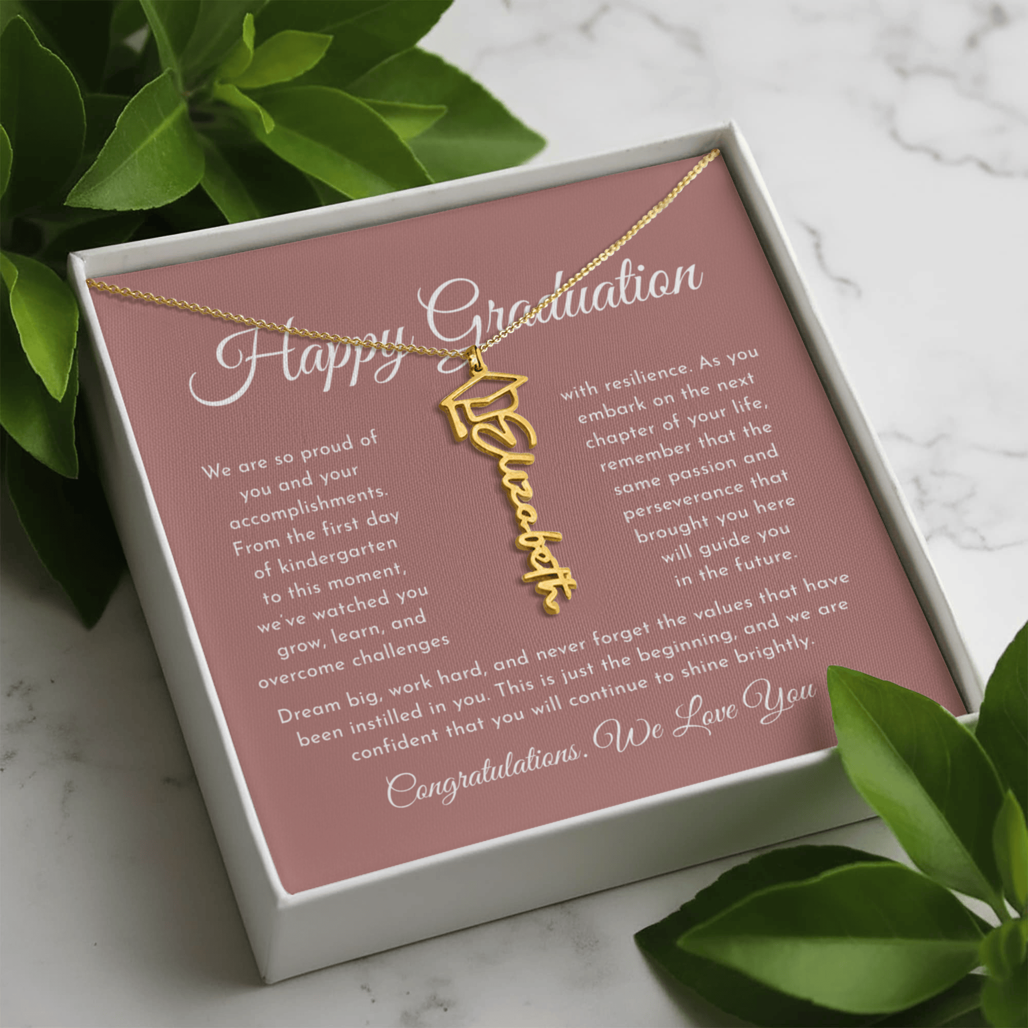Personalized Graduation Cap Name Necklace