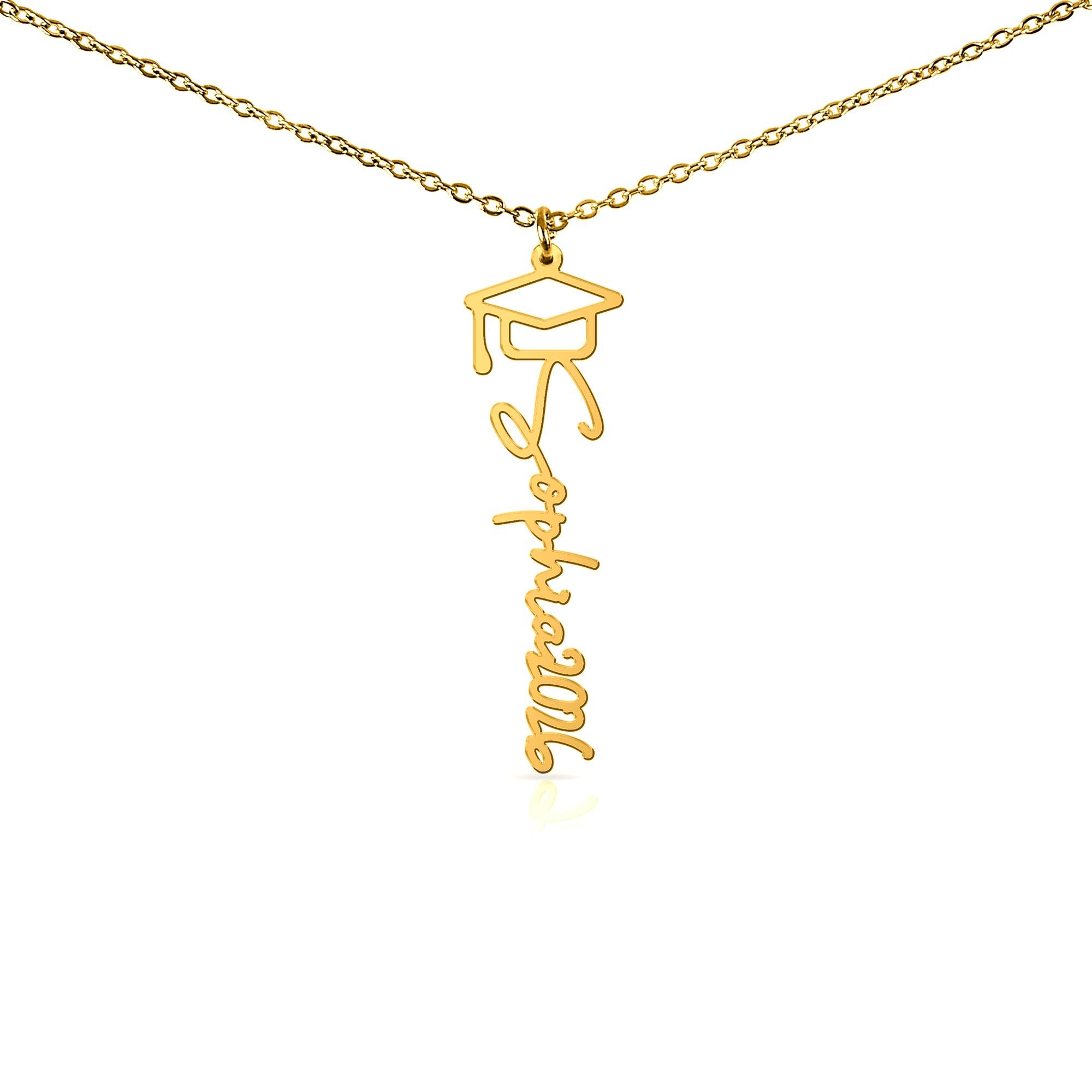Behind You All Your Memories - Graduation Cap Name Necklace