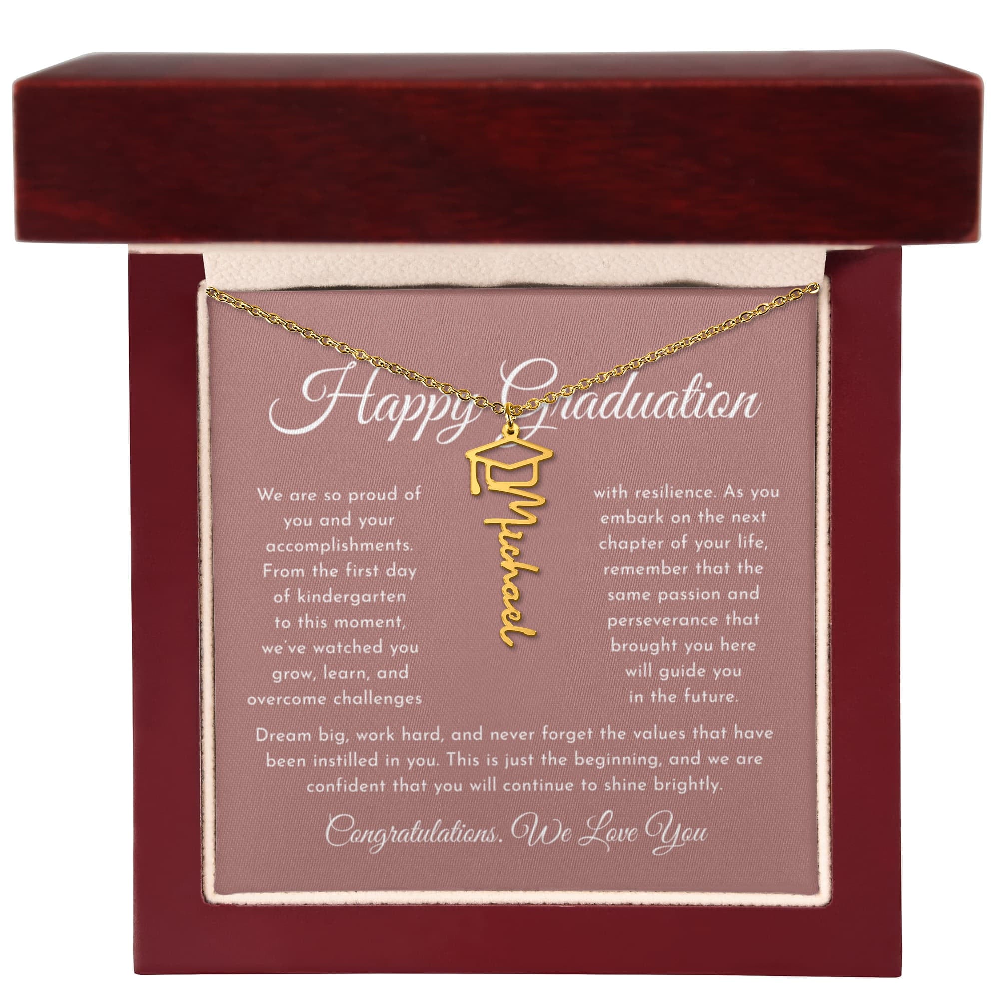 Personalized Graduation Cap Name Necklace