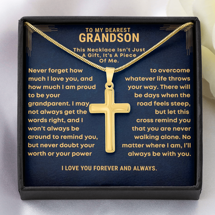 To My Grandson, Piece Of Me - Cross Necklace (GS84-B)
