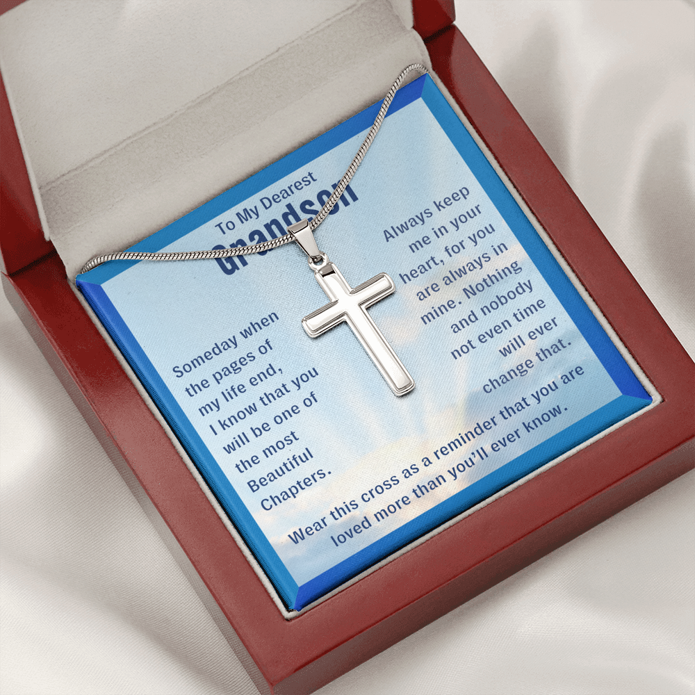 To My Grandson, You Are Loved - Cross Necklace