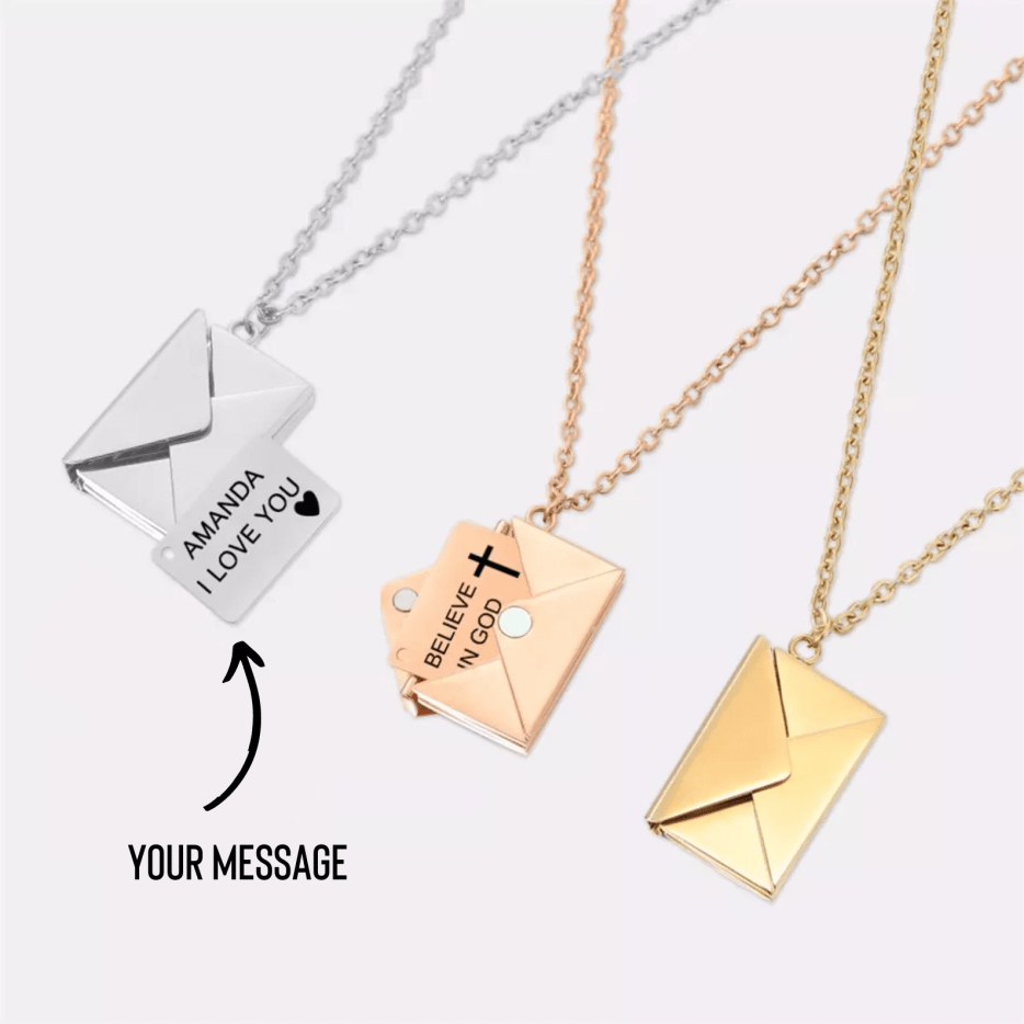 Custom Love Photo Letter Envelope Necklace