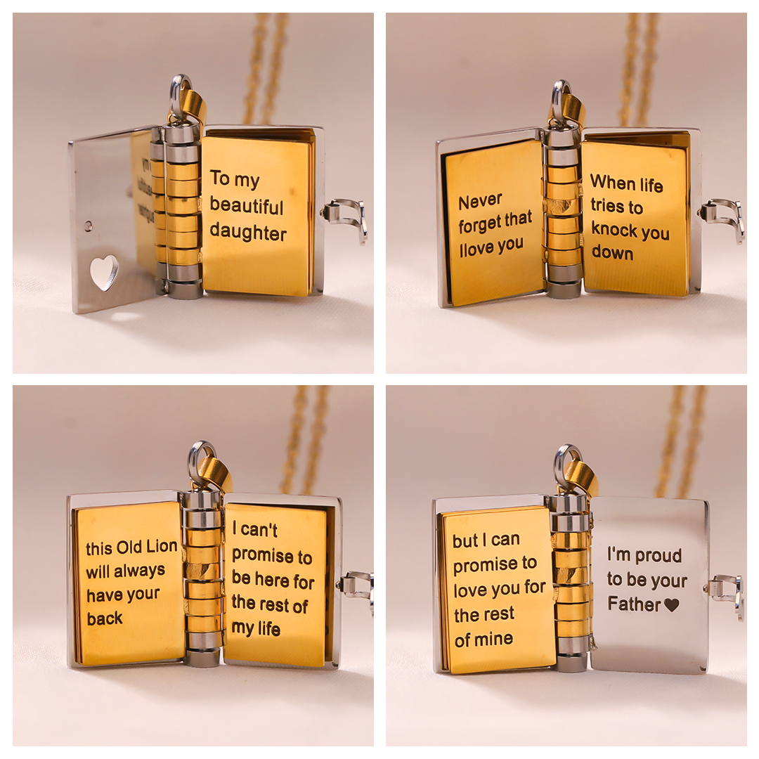 For Daughter - I'm Proud to Be Your Father Book Necklace