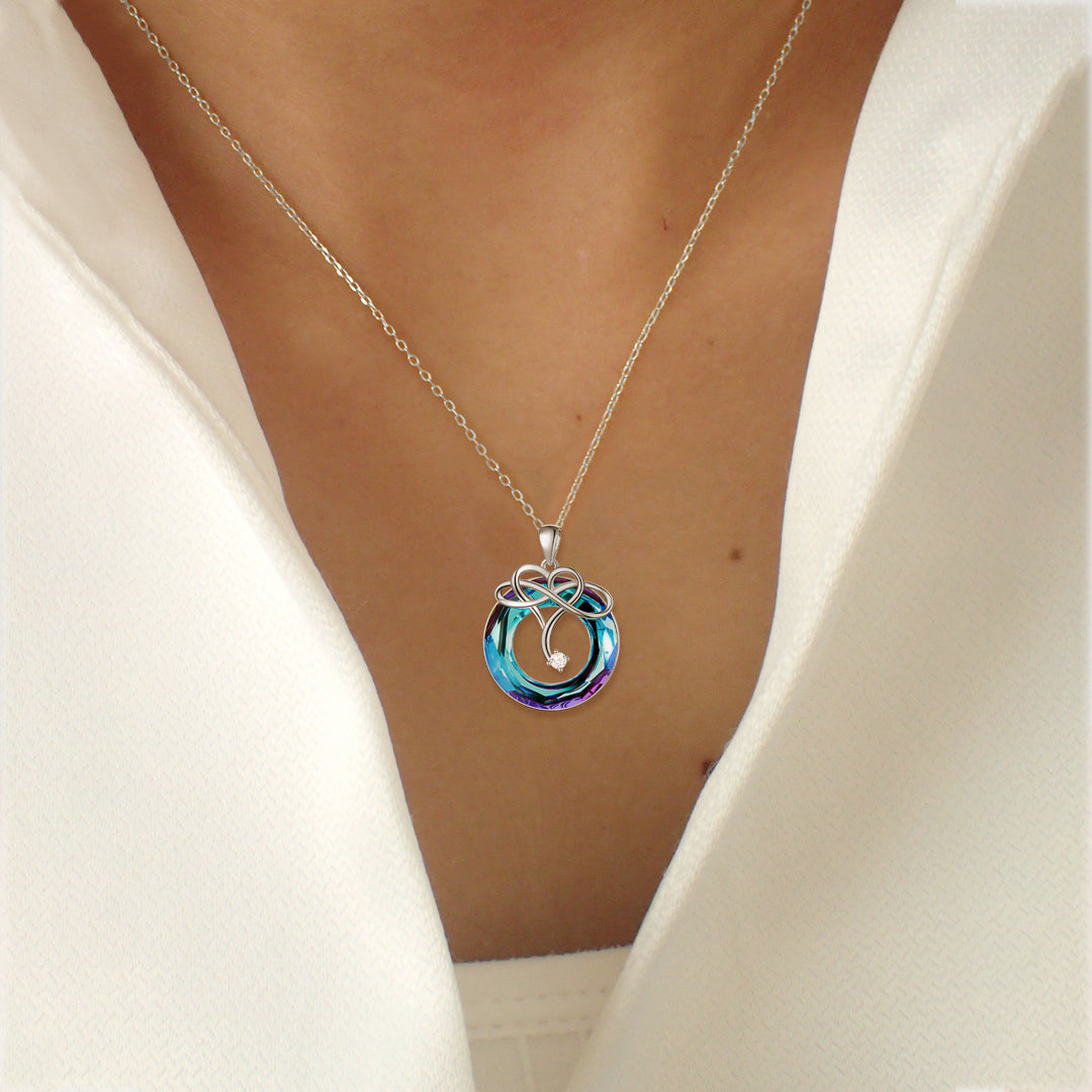 For Daughter - S925 I Love You until Infinity Runs Out Crystal Infinity Necklace