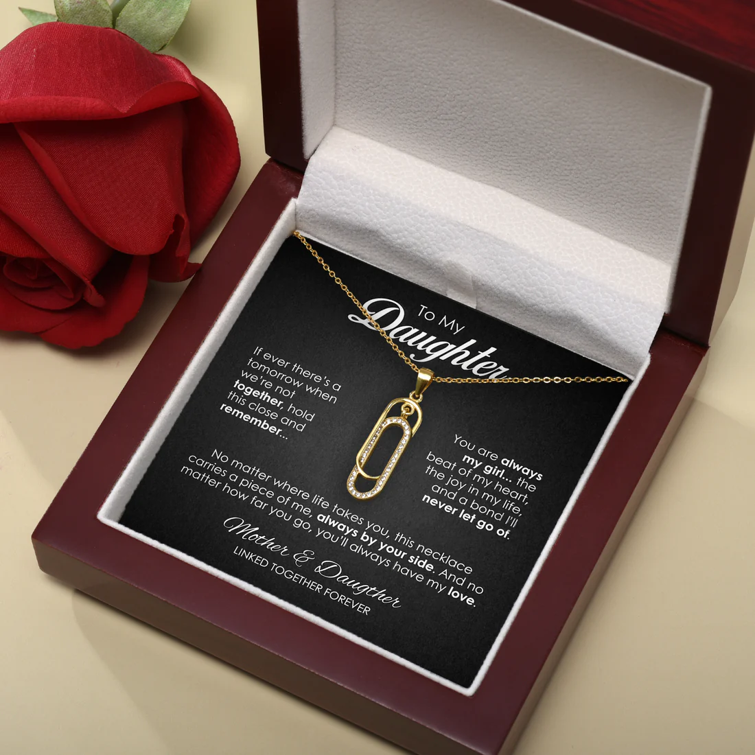 Mom & Daughter Forever Linked Necklace with Luxury LED Box