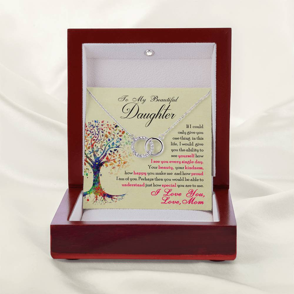 To My Daughter - See Yourself Through My Eyes, Love Mom Necklace Gift