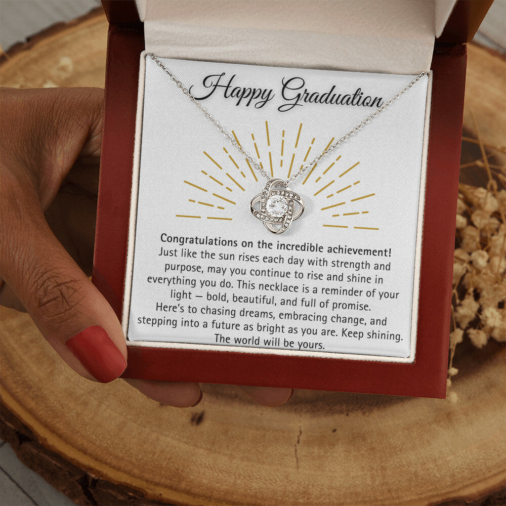 [Almost Sold Out] Happy Graduation Necklace with Message Card - The World will be yours