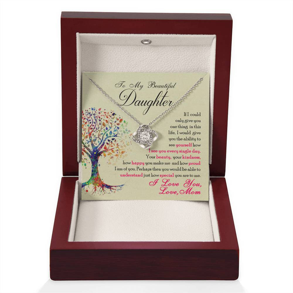 To My Daughter - See Yourself Through My Eyes, Love Mom Necklace Gift