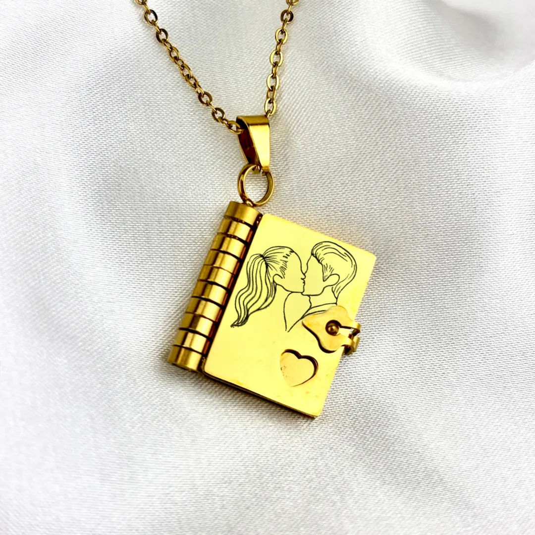 For Love - I Love You Book Necklace