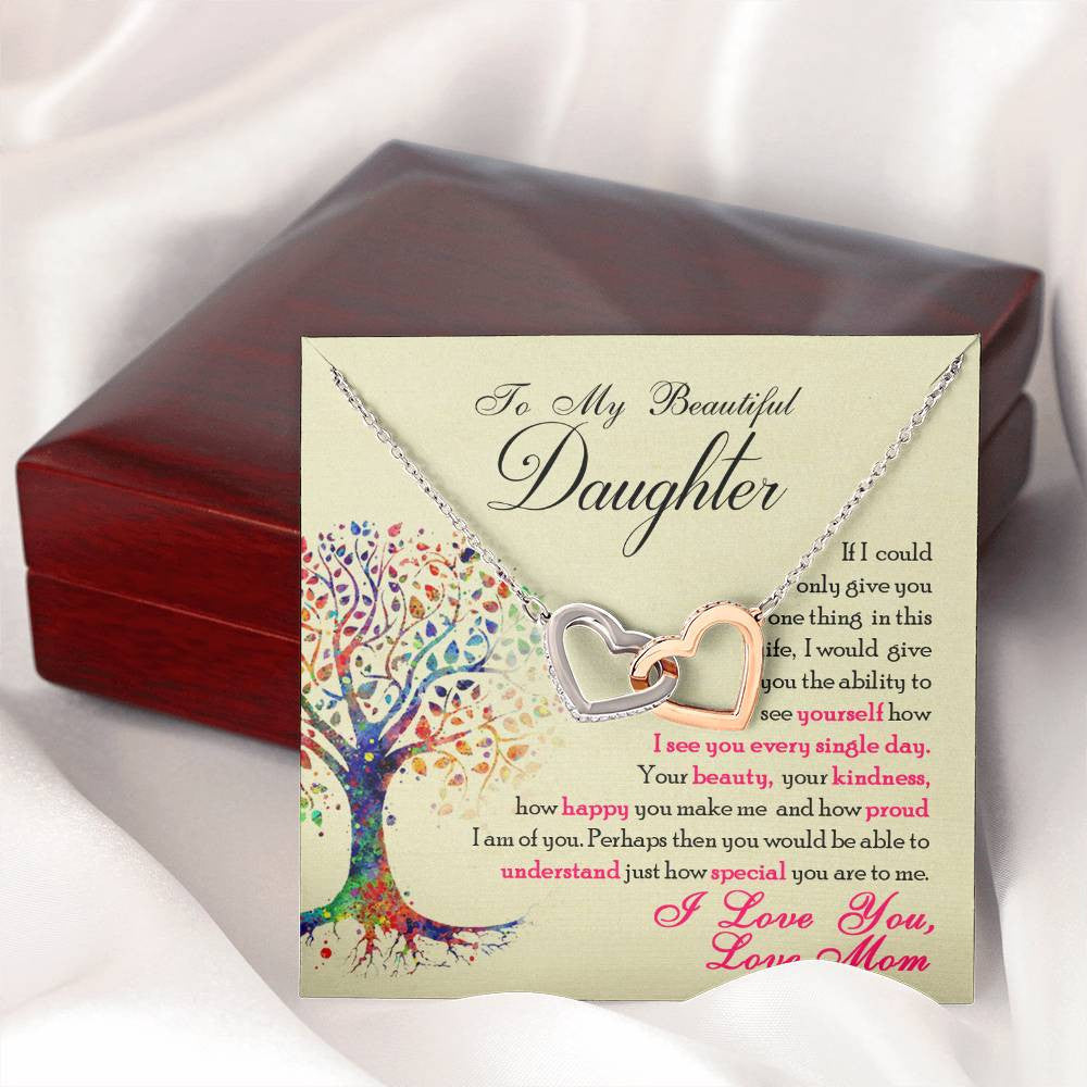 To My Daughter - See Yourself Through My Eyes, Love Mom Necklace Gift