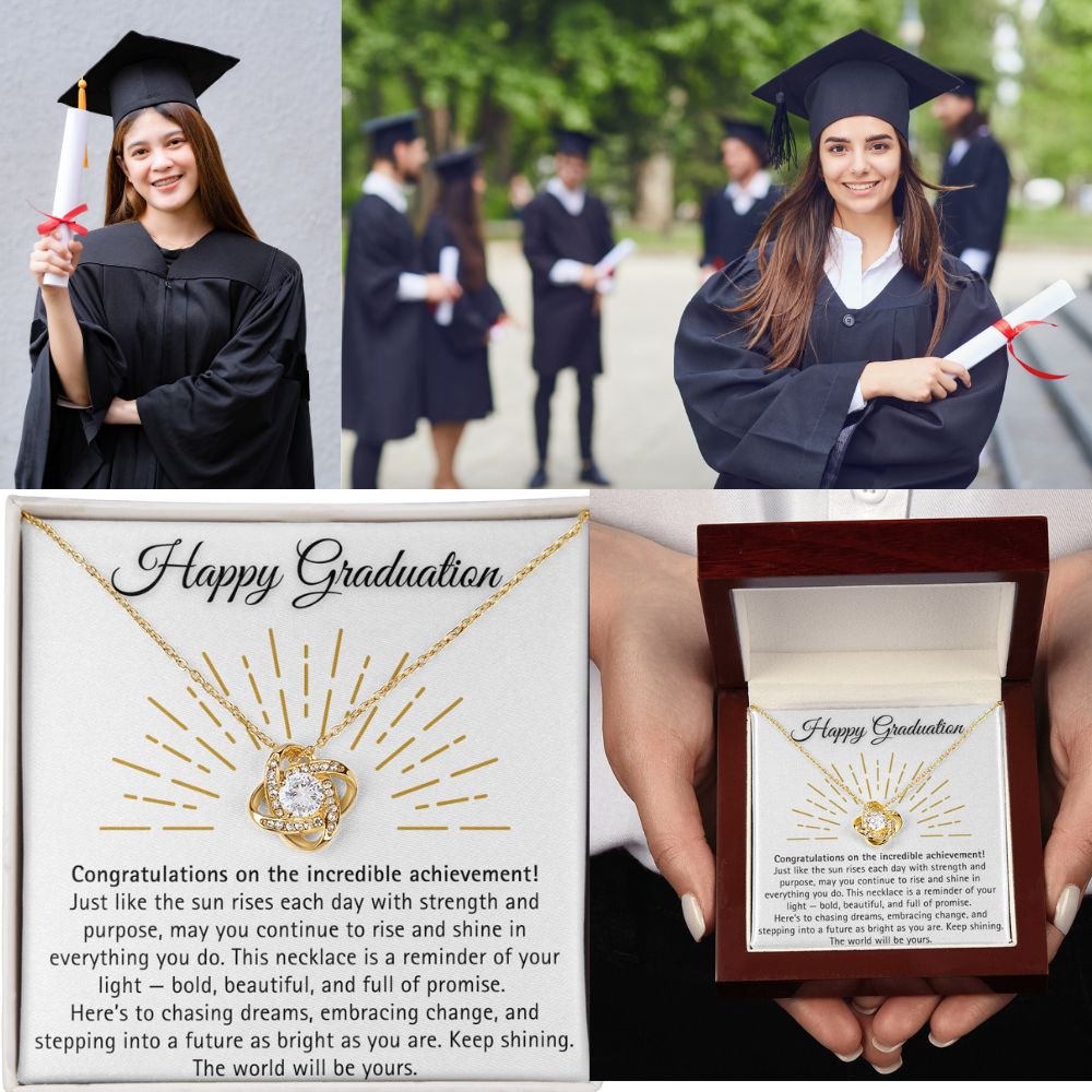 [Almost Sold Out] Happy Graduation Necklace with Message Card - The World will be yours