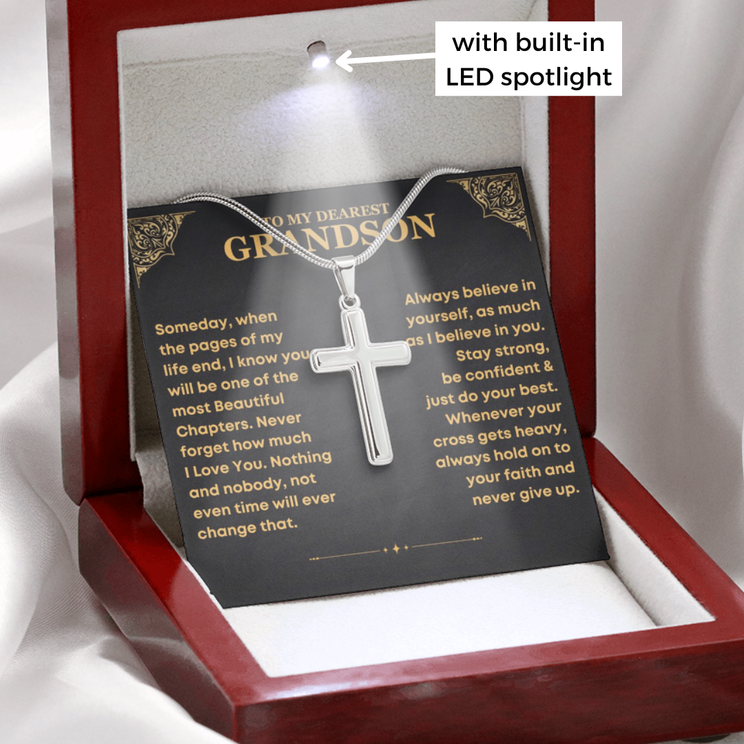 To My Grandson, Stay Strong - Cross Necklace (GS68)