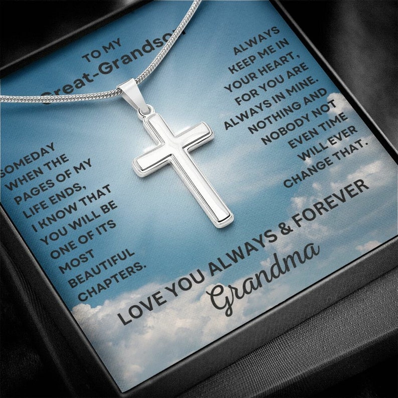 To My Great-Grandson Cross Necklace (GGS74)