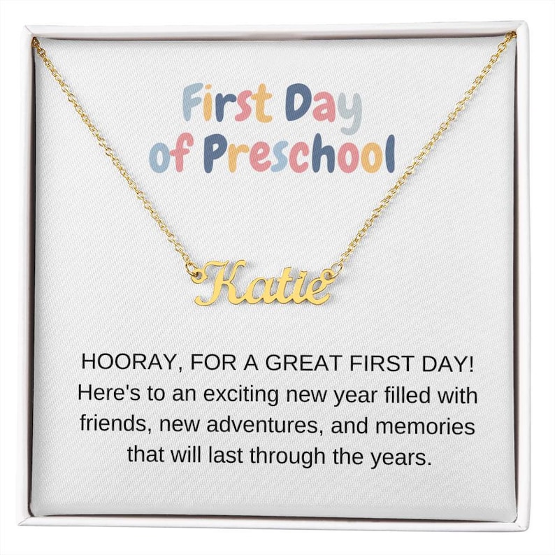 First Day of Preschool, Personalized Name Necklace, Hello Preschool, First Day of School Gifts, Back to School, Back to School Jewelry