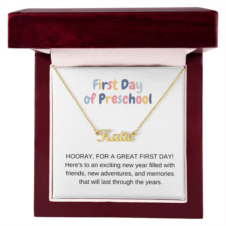First Day of Preschool, Personalized Name Necklace, Hello Preschool, First Day of School Gifts, Back to School, Back to School Jewelry