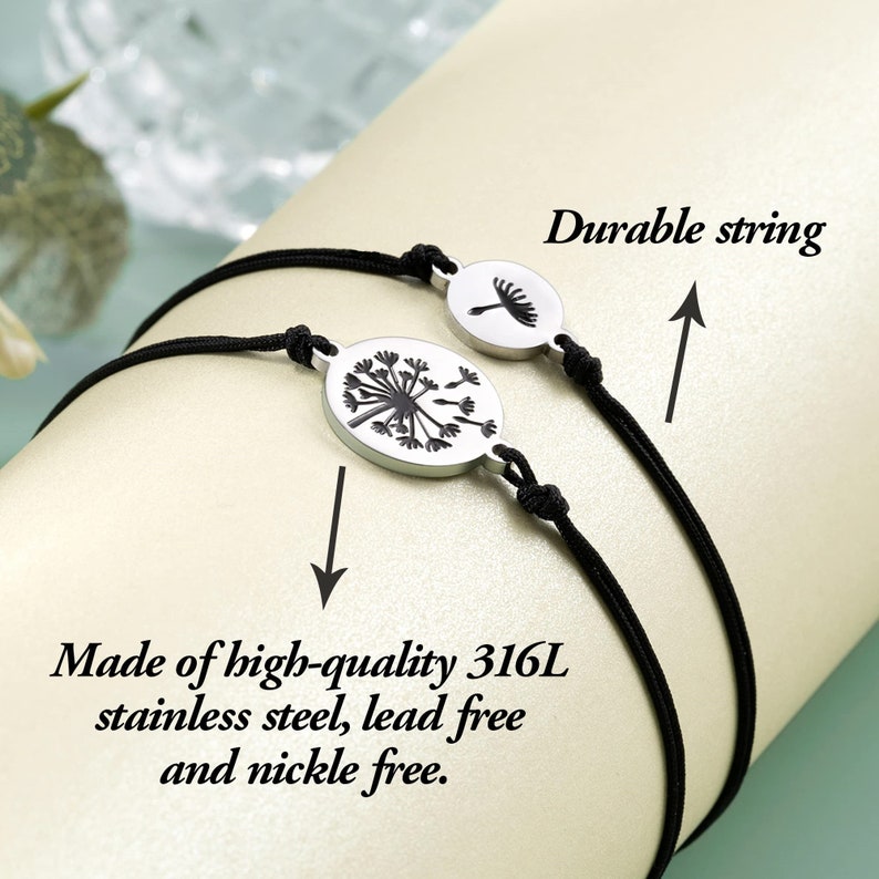 Parent and Child Bracelets Dandelion Bracelet Set Back To School Gifts for Kid - Beginning of School Gift With Message Card