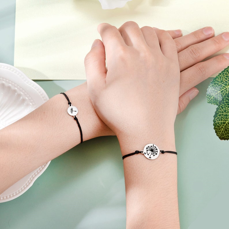 Parent and Child Bracelets Dandelion Bracelet Set Back To School Gifts for Kid - Beginning of School Gift With Message Card