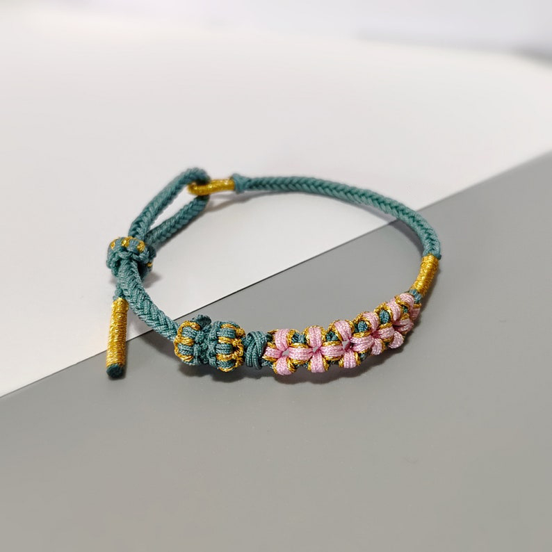 To My Granddaughter Blossom Knot Bracelet - Handmade Braided Bracelet 