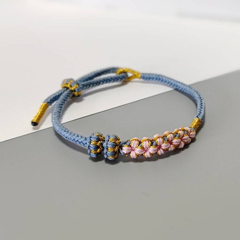 To My Granddaughter Blossom Knot Bracelet - Handmade Braided Bracelet 