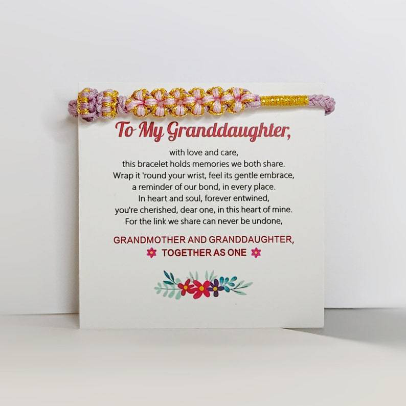 To My Granddaughter Blossom Knot Bracelet - Handmade Braided Bracelet 