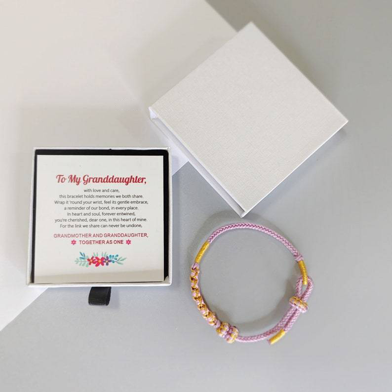 To My Granddaughter Blossom Knot Bracelet - Handmade Braided Bracelet 