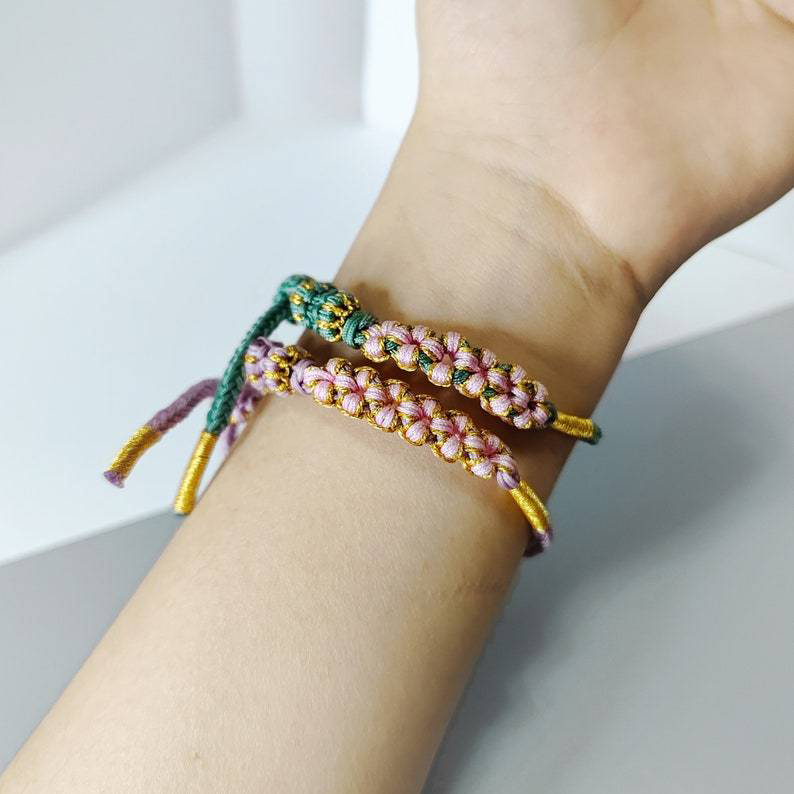 To My Granddaughter Blossom Knot Bracelet - Handmade Braided Bracelet 