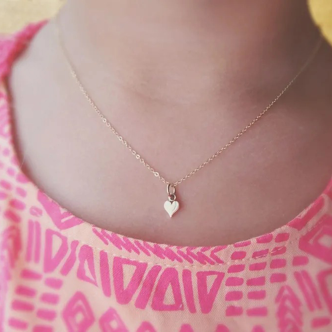 Back to school Gift, matching set of two Heart charm necklaces for mom daughter, separation anxiety