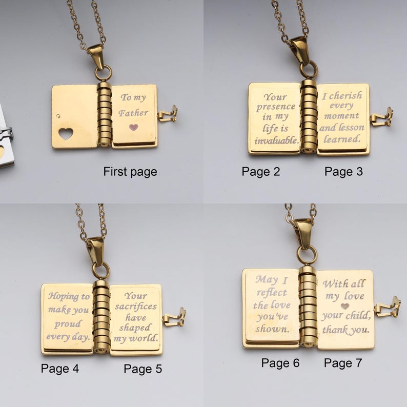 To My Father Book Necklace – Thank You Dad Gift