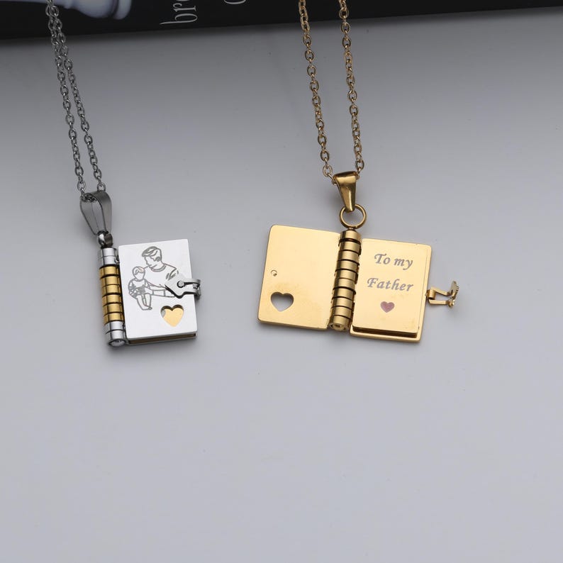To My Father Book Necklace – Thank You Dad Gift
