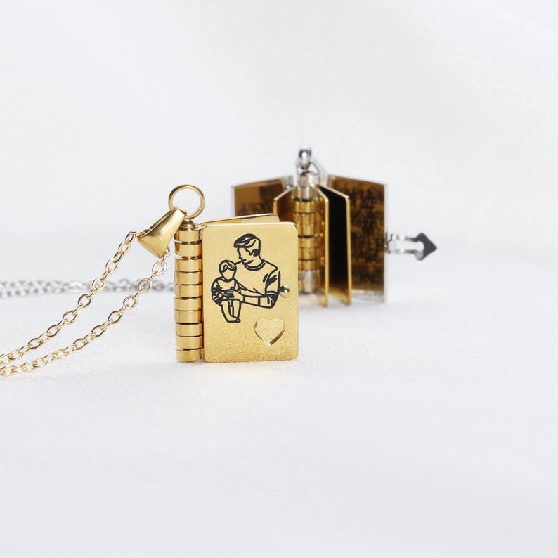 To My Father Book Necklace – Thank You Dad Gift