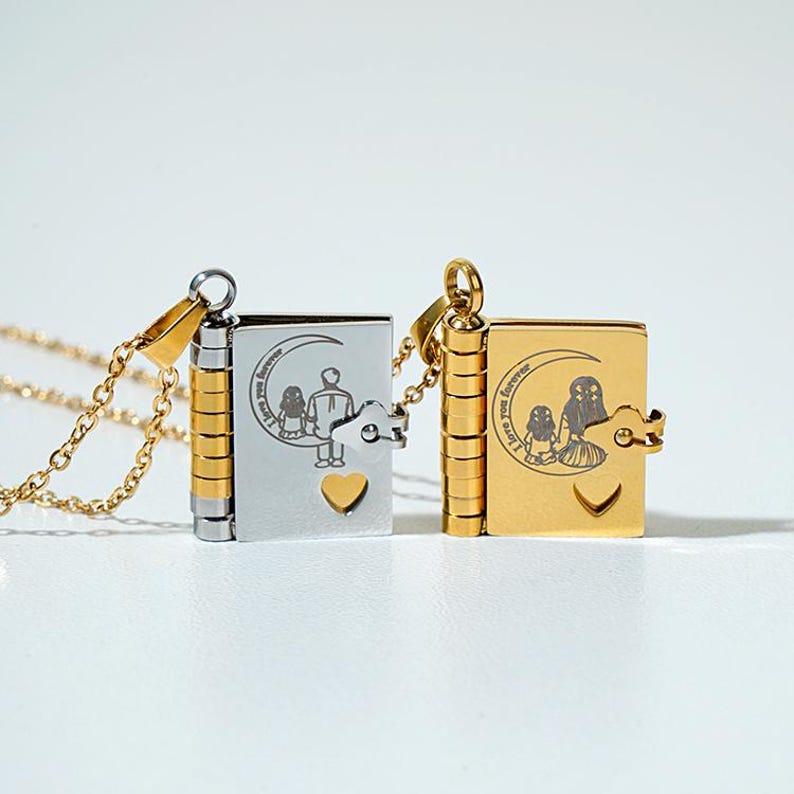 Daughter Book Necklace – Love You to the Moon Father / Mother Daughter Necklace