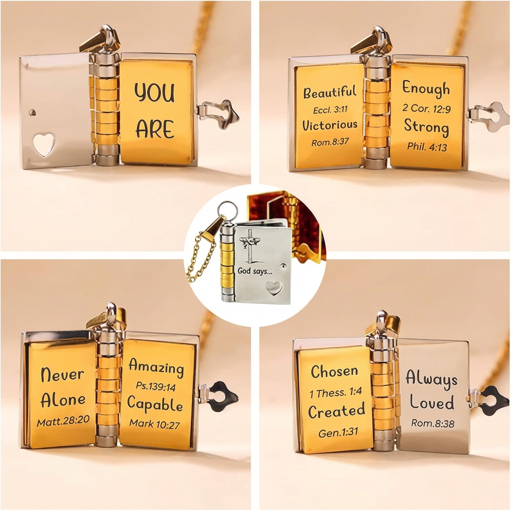 God Says You Are-Faith Book Necklace