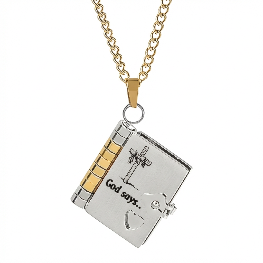 God Says You Are-Faith Book Necklace