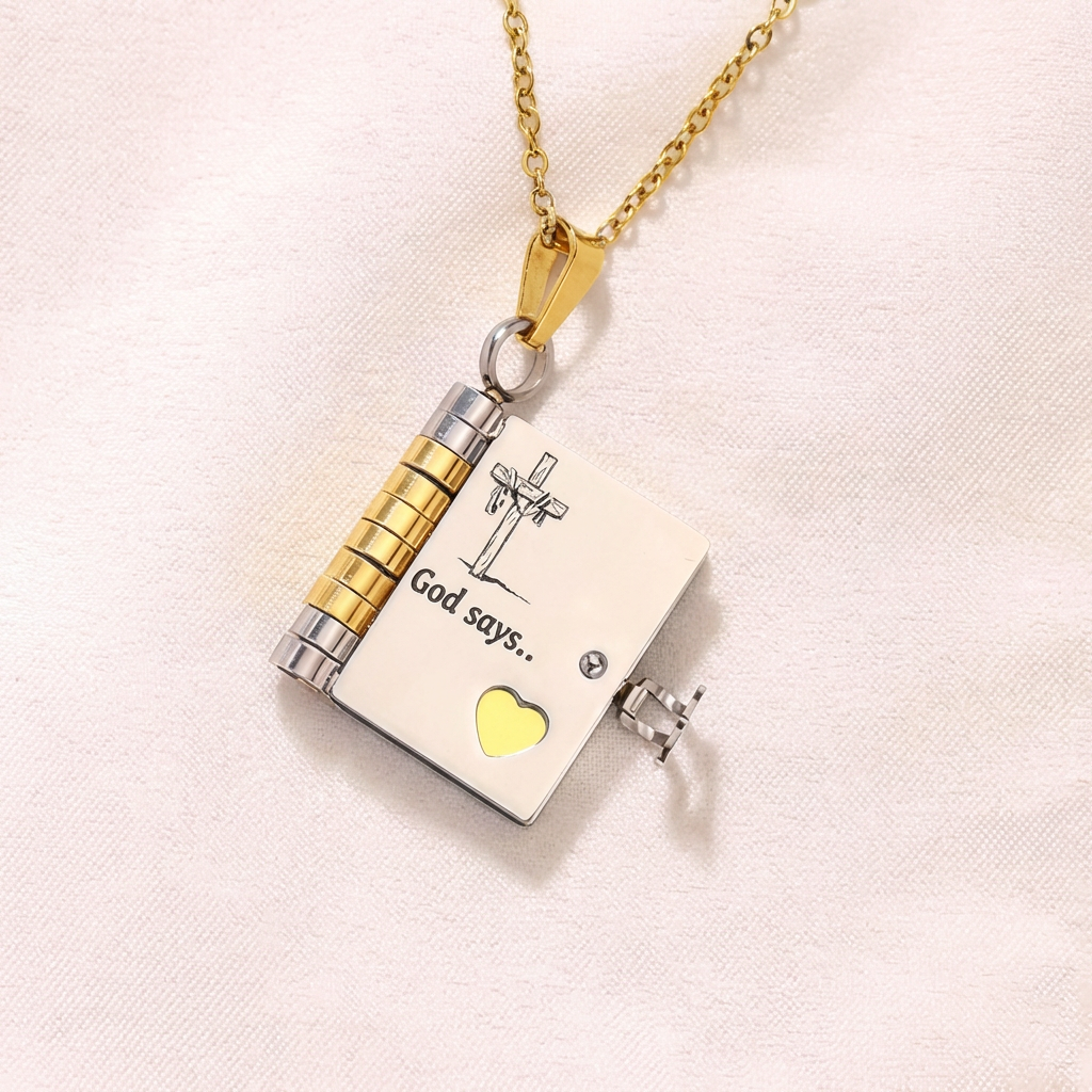 God Says You Are-Faith Book Necklace