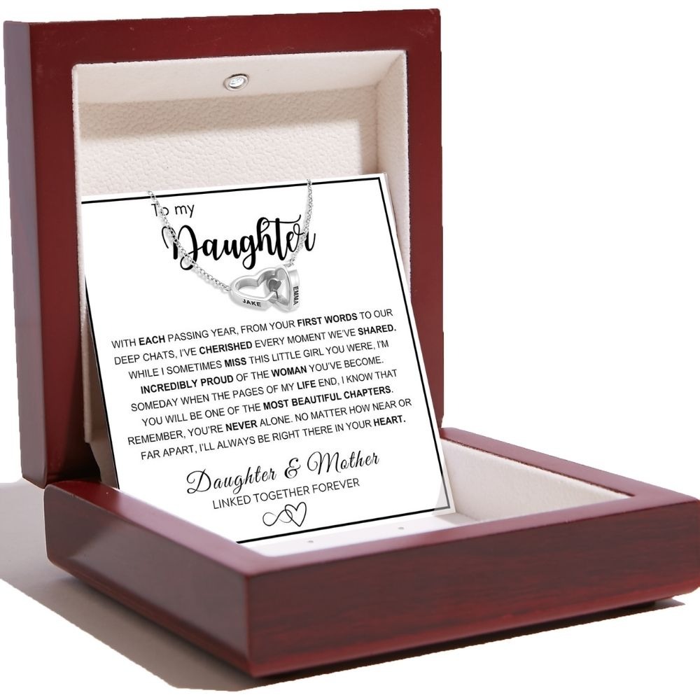 To My Daughter – Interlocking Hearts Name Necklace