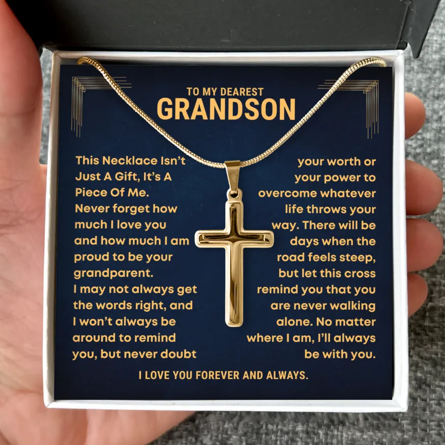 To My Grandson, Piece Of Me - Cross Necklace (GS83)