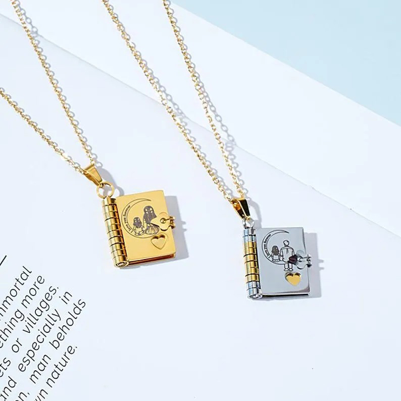 Daughter Book Necklace – Love You to the Moon Father / Mother Daughter Necklace