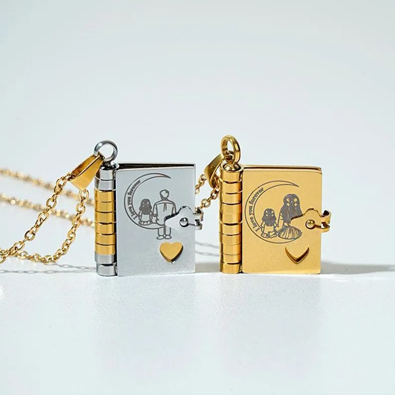 Daughter Book Necklace – Love You to the Moon Father / Mother Daughter Necklace