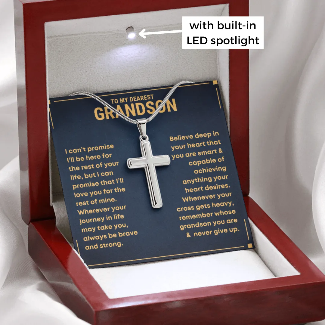 To My Grandson, Never Give Up - Cross Necklace (GS82)