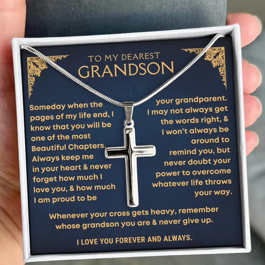 To My Grandson, Artisan Cross Necklace (GS85)
