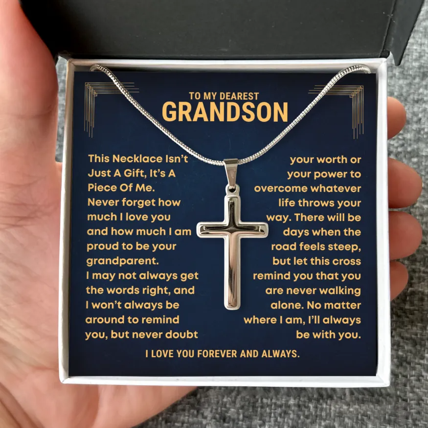 To My Grandson, Piece Of Me - Cross Necklace (GS83)