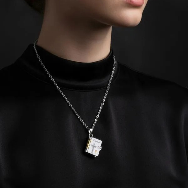 Unique Bible Cross Book Necklace